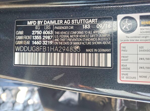 WDDUG8FB1HA294833 2017 MERCEDES-BENZ S Black Vista del compartimento del motor