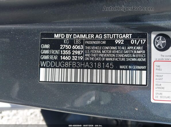 WDDUG8FB3HA318145 2017 MERCEDES-BENZ S-CLASS Silver Widok komory silnika