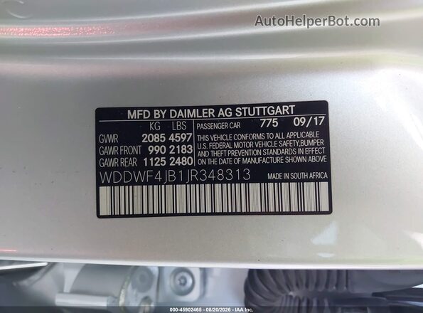 WDDWF4JB1JR348313 2018 MERCEDES-BENZ C-CLASS Silver Widok komory silnika