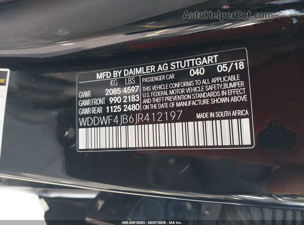 WDDWF4JB6JR412197 2018 MERCEDES-BENZ C-CLASS Черный Вид подкапотного пространства