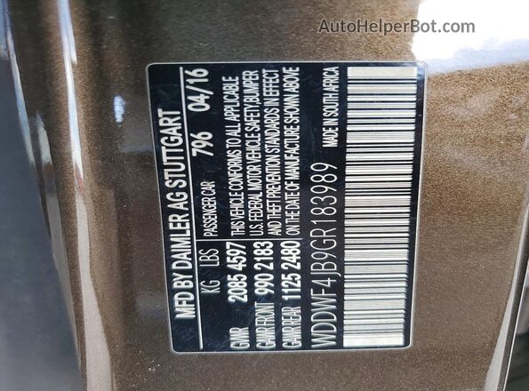 WDDWF4JB9GR183989 2016 MERCEDES-BENZ C Brown Vista del compartimento del motor