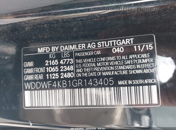 WDDWF4KB1GR143405 2016 MERCEDES-BENZ C-CLASS Black Vista del compartimento del motor