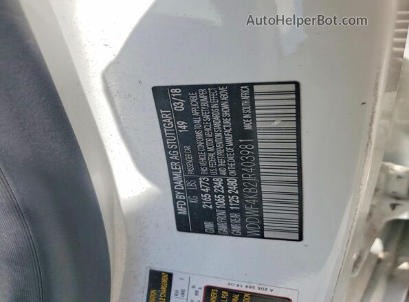 WDDWF4KB2JR403981 2018 MERCEDES-BENZ C White Vista del compartimento del motor