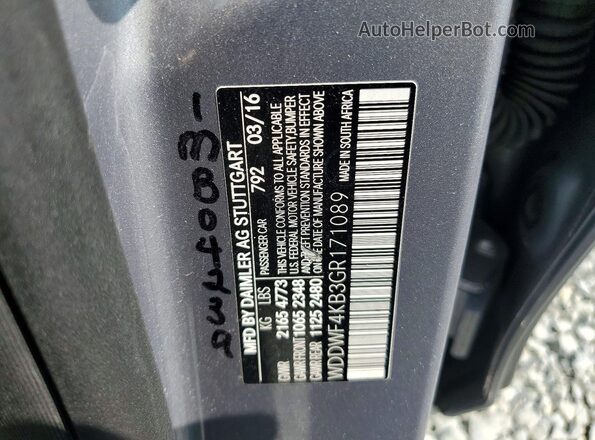 WDDWF4KB3GR171089 2016 MERCEDES-BENZ C Gray Widok komory silnika