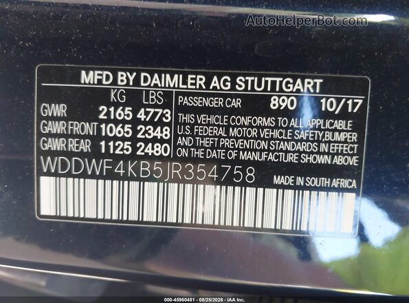 WDDWF4KB5JR354758 2018 MERCEDES-BENZ C-CLASS Dark Blue Вид подкапотного пространства
