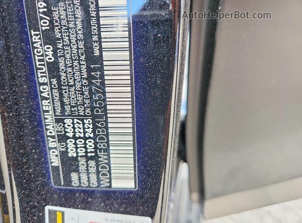 WDDWF8DB6LR557441 2020 MERCEDES-BENZ C Black VIN sticker view