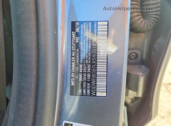 WDDWF8DB9LR540018 2020 MERCEDES-BENZ C Gray VIN კოდის სტიკერის ხედი