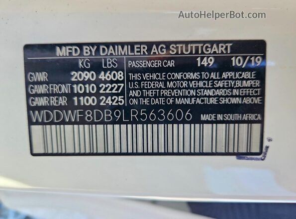 WDDWF8DB9LR563606 2020 MERCEDES-BENZ C White ძრავის განყოფილების ხედი
