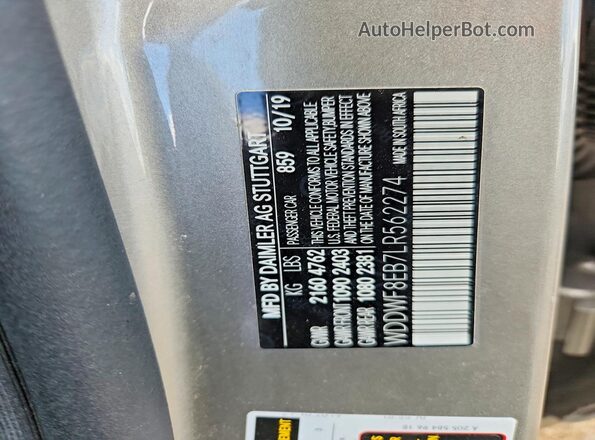 WDDWF8EB7LR562274 2020 MERCEDES-BENZ C Tan VIN კოდის სტიკერის ხედი