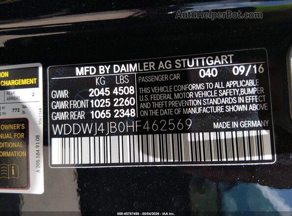 WDDWJ4JB0HF462569 2017 MERCEDES-BENZ C-CLASS Черный Вид подкапотного пространства