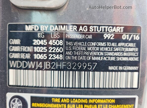 WDDWJ4JB2HF329957 2017 MERCEDES-BENZ C Gray Вид наклейки з VIN-кодом