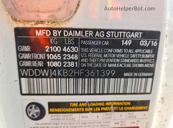 WDDWJ4KB2HF361399 2017 MERCEDES-BENZ C Белый Вид подкапотного пространства
