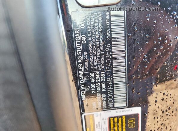 WDDWJ4KB7HF403596 2017 MERCEDES-BENZ C Black Vista de la etiqueta del VIN