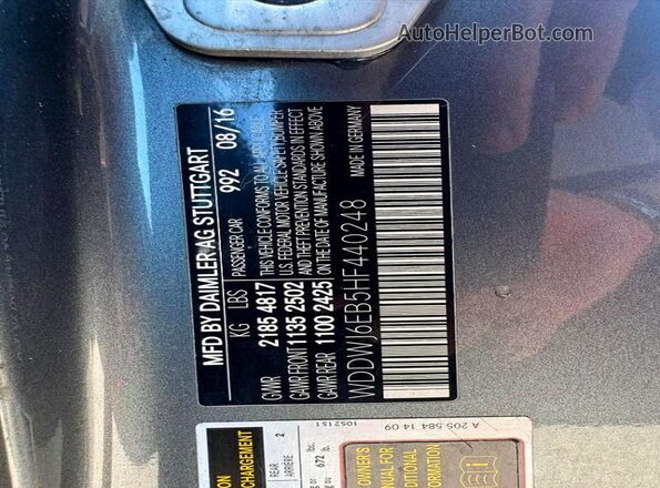 WDDWJ6EB5HF440248 2017 MERCEDES-BENZ C-CLASS Gray Սալոնի հետևի տեսք