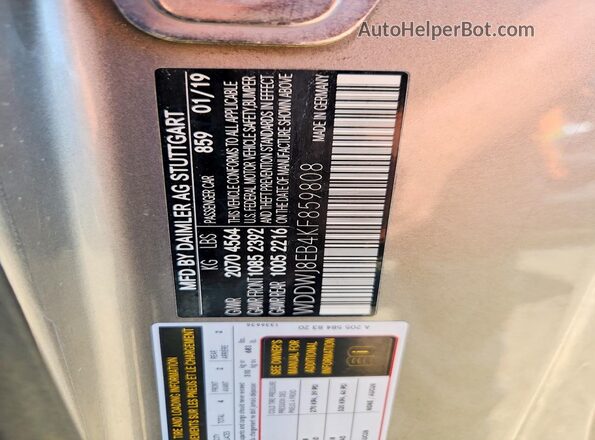 WDDWJ8EB4KF859808 2019 MERCEDES-BENZ C Silver Вид підкапотного простору