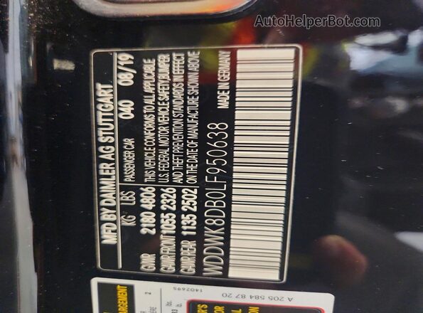 WDDWK8DB0LF950638 2020 MERCEDES-BENZ C Black Vista del compartimento del motor