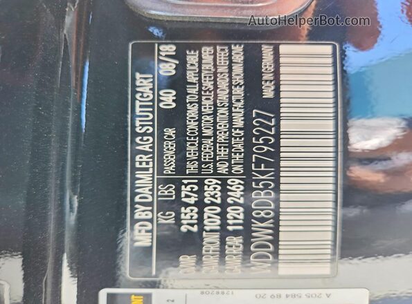 WDDWK8DB5KF795227 2019 MERCEDES-BENZ C Black VIN sticker view