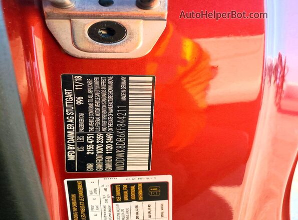WDDWK8DB6KF844211 2019 MERCEDES-BENZ C Red Widok naklejki z numerem VIN