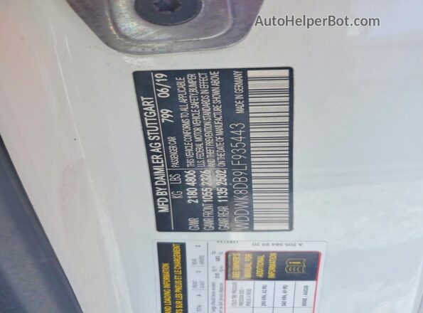 WDDWK8DB9LF935443 2020 MERCEDES-BENZ C White Вид підкапотного простору