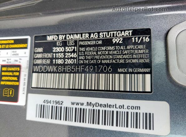 WDDWK8HB5HF491706 2017 MERCEDES-BENZ C Gray Widok komory silnika