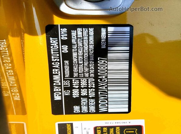 WDDYJ7JAXGA008097 2016 MERCEDES-BENZ AMG Желтый Вид подкапотного пространства