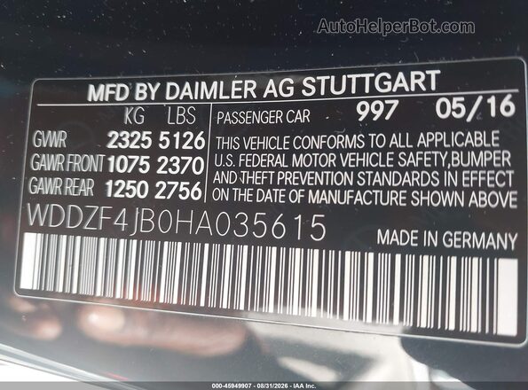 WDDZF4JB0HA035615 2017 MERCEDES-BENZ E-CLASS Blue Vista del compartimento del motor