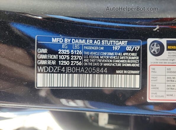 WDDZF4JB0HA205844 2017 MERCEDES-BENZ E Black Вид підкапотного простору