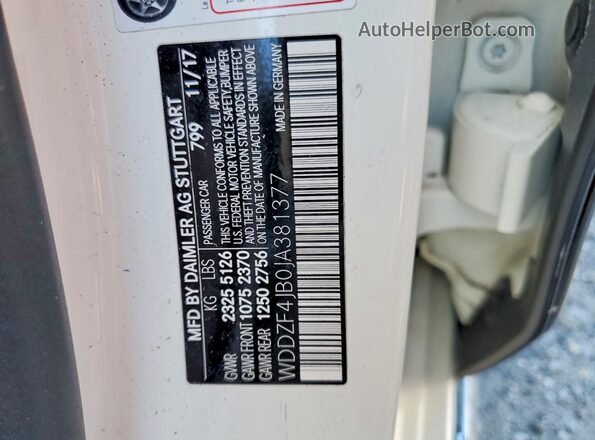 WDDZF4JB0JA381377 2018 MERCEDES-BENZ E White Вид підкапотного простору
