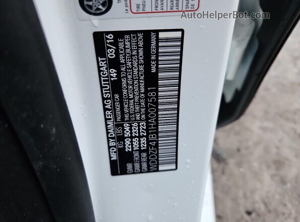 WDDZF4JB1HA007581 2017 MERCEDES-BENZ E White Շարժիչի բաժամունքի տեսք