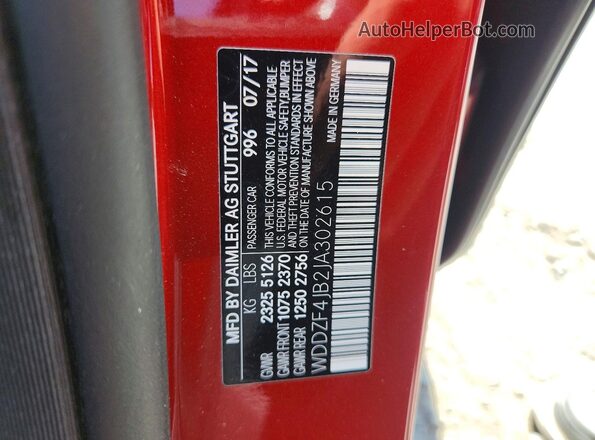 WDDZF4JB2JA302615 2018 MERCEDES-BENZ E Red Widok komory silnika