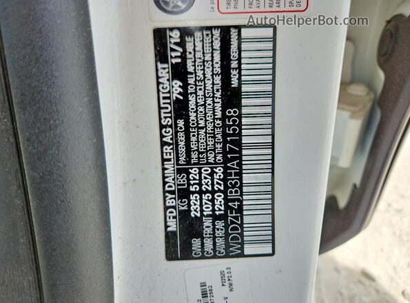 WDDZF4JB3HA171558 2017 MERCEDES-BENZ E White Вид підкапотного простору