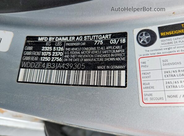 WDDZF4JB3JA439305 2018 MERCEDES-BENZ E Silver Engine compartment view