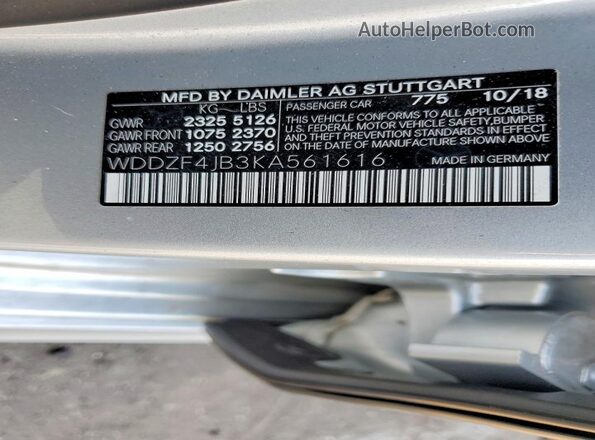 WDDZF4JB3KA561616 2019 MERCEDES-BENZ E Silver Engine compartment view