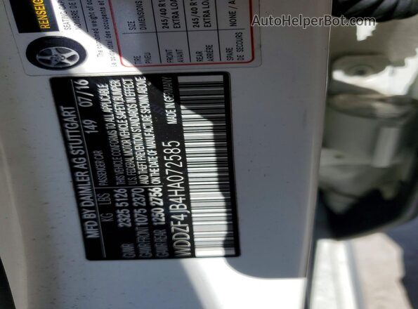 WDDZF4JB4HA072585 2017 MERCEDES-BENZ E White ძრავის განყოფილების ხედი