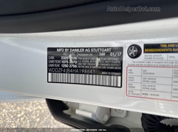 WDDZF4JB4HA198641 2017 MERCEDES-BENZ E-CLASS White Вид підкапотного простору