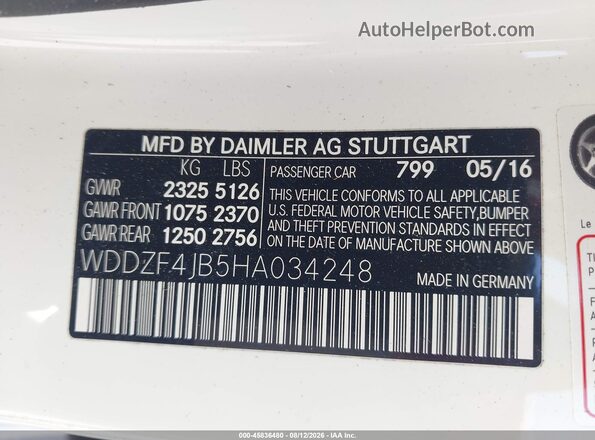 WDDZF4JB5HA034248 2017 MERCEDES-BENZ E-CLASS Белый Вид подкапотного пространства