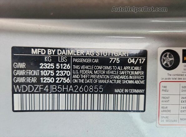 WDDZF4JB5HA260855 2017 MERCEDES-BENZ E Silver Вид підкапотного простору