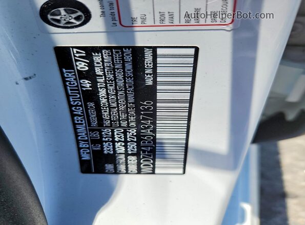 WDDZF4JB6JA347136 2018 MERCEDES-BENZ E White Vista del compartimento del motor