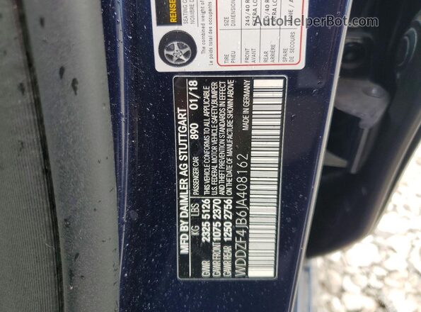 WDDZF4JB6JA408162 2018 MERCEDES-BENZ E Blue ძრავის განყოფილების ხედი