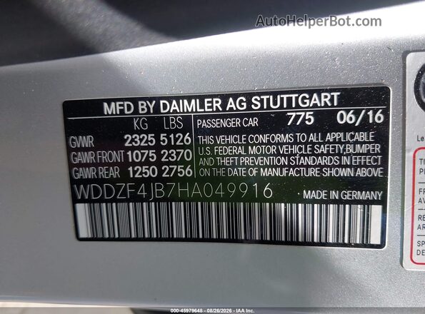 WDDZF4JB7HA049916 2017 MERCEDES-BENZ E-CLASS Gray Engine compartment view