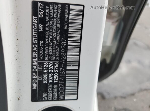 WDDZF4JB7HA289287 2017 MERCEDES-BENZ E White Engine compartment view