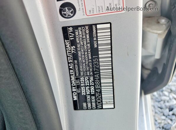 WDDZF4JB8HA172351 2017 MERCEDES-BENZ E Silver Vista del compartimento del motor
