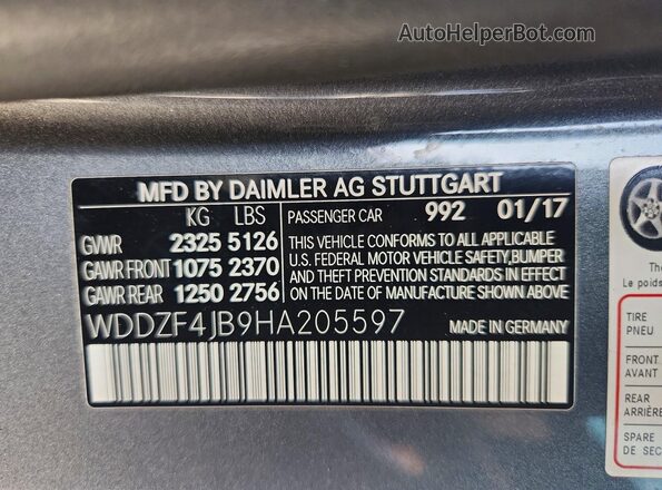 WDDZF4JB9HA205597 2017 MERCEDES-BENZ E Gray ძრავის განყოფილების ხედი