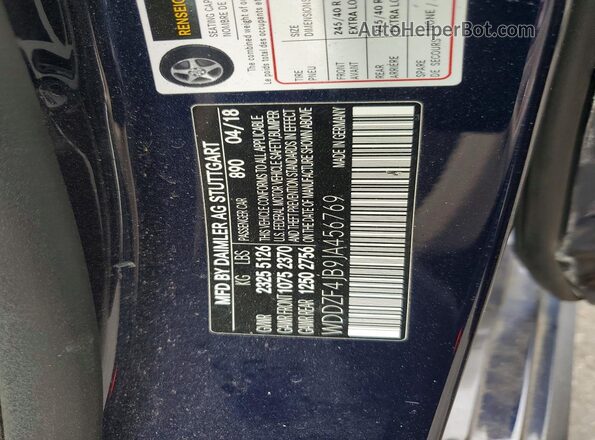 WDDZF4JB9JA456769 2018 MERCEDES-BENZ E Blue ძრავის განყოფილების ხედი