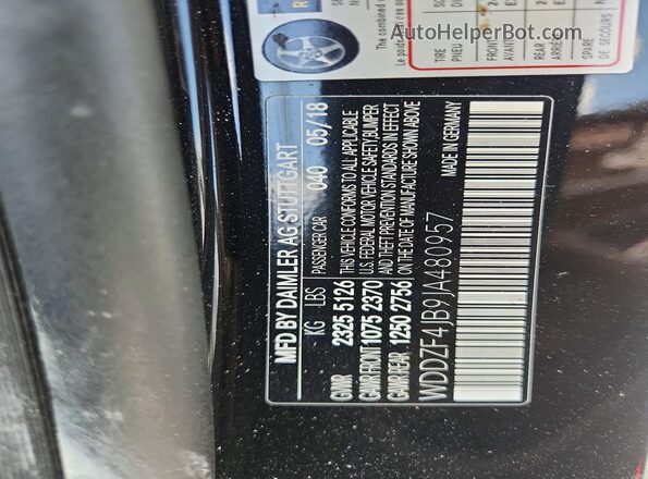 WDDZF4JB9JA480957 2018 MERCEDES-BENZ E Black ძრავის განყოფილების ხედი