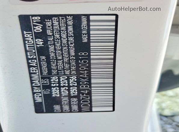 WDDZF4JB9KA490518 2019 MERCEDES-BENZ E White ძრავის განყოფილების ხედი