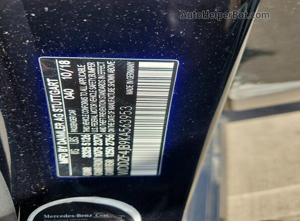 WDDZF4JB9KA563953 2019 MERCEDES-BENZ E Black Widok komory silnika