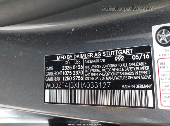 WDDZF4JBXHA033127 2017 MERCEDES-BENZ E-CLASS Gray Engine compartment view