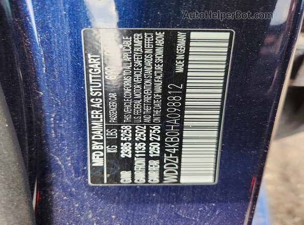 WDDZF4KB0HA098812 2017 MERCEDES-BENZ E Blue Engine compartment view