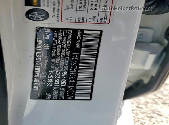 WDDZF4KB1HA059341 2017 MERCEDES-BENZ E White Vista del compartimento del motor